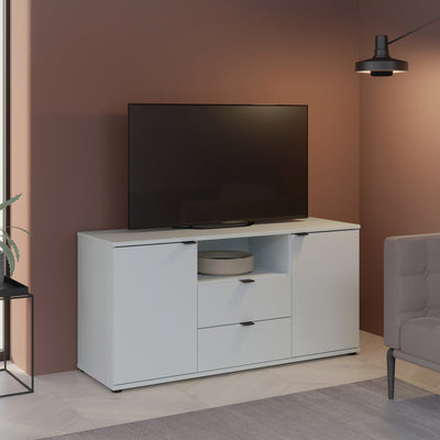 Ganymede TV Unit with Open Shelf, Drawer & 2 Doors in Light Grey