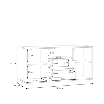 Ganymede TV Unit with Open Shelf, 2 Drawers & 2 Doors in Terracotta