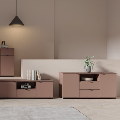 Ganymede TV Unit with Open Shelf, 2 Drawers & 2 Doors in Terracotta