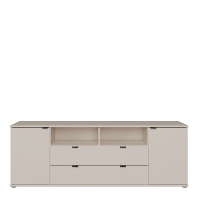 Ganymede Wide TV Unit with Open Shelving, 2 Drawers & 2 Doors in Sand