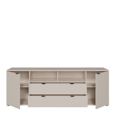 Ganymede Wide TV Unit with Open Shelving, 2 Drawers & 2 Doors in Sand