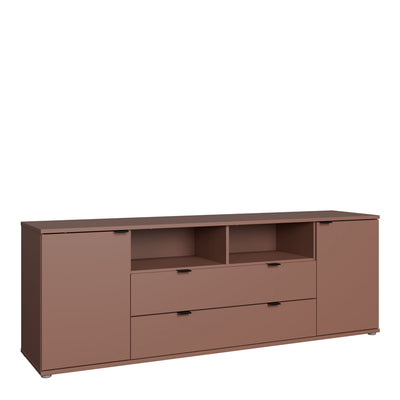 Ganymede Wide TV Unit with Open Shelving, 2 Drawers & 2 Doors in Terracotta