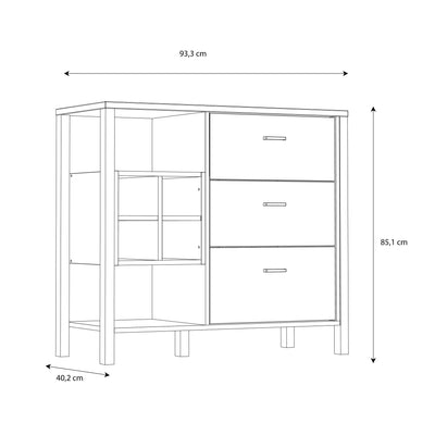 High Rock 3 Drawer Display Chest in Matt Black/Riviera Oak – FTG, view 10