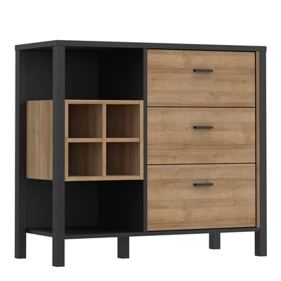 High Rock 3 Drawer Display Chest in Matt Black/Riviera Oak – FTG