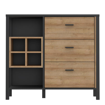 High Rock 3 Drawer Display Chest in Matt Black/Riviera Oak – FTG, view 2