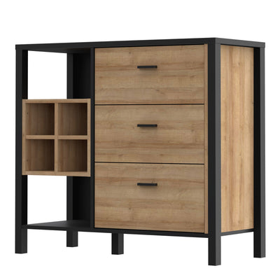 High Rock 3 Drawer Display Chest in Matt Black/Riviera Oak – FTG, view 3