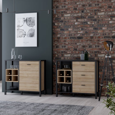 High Rock 3 Drawer Display Chest in Matt Black/Riviera Oak – FTG, view 5