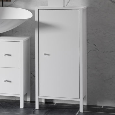 Ipsarion Under Sink Bathroom Storage Unit with 1 Door & Silver Handle in White