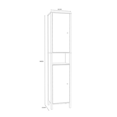Ipsarion High Cupboard with 2 Doors & Silver Handles in White