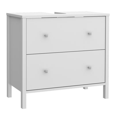 Ipsarion Under Sink Bathroom Storage Unit with 2 Drawers & Silver Handles in White