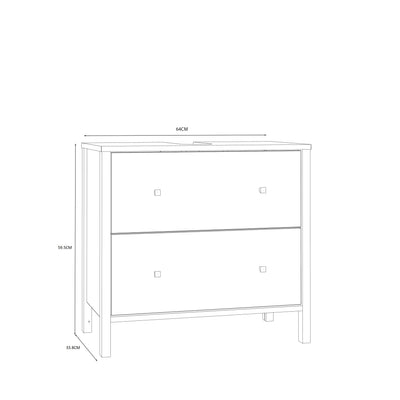 Ipsarion Under Sink Bathroom Storage Unit with 2 Drawers & Silver Handles in White