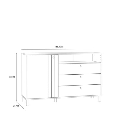 Grafton 1 Door 3 Drawer Chest In Cream and Oak – FTG, view 10