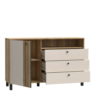 Grafton 1 Door 3 Drawer Chest In Cream and Oak – FTG, view 3