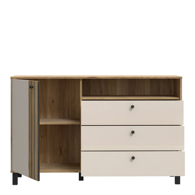 Grafton 1 Door 3 Drawer Chest In Cream and Oak – FTG, view 4