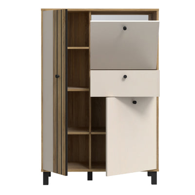 Grafton 3 Door 1 Drawer Cabinet In Cream and Oak – FTG, view 3