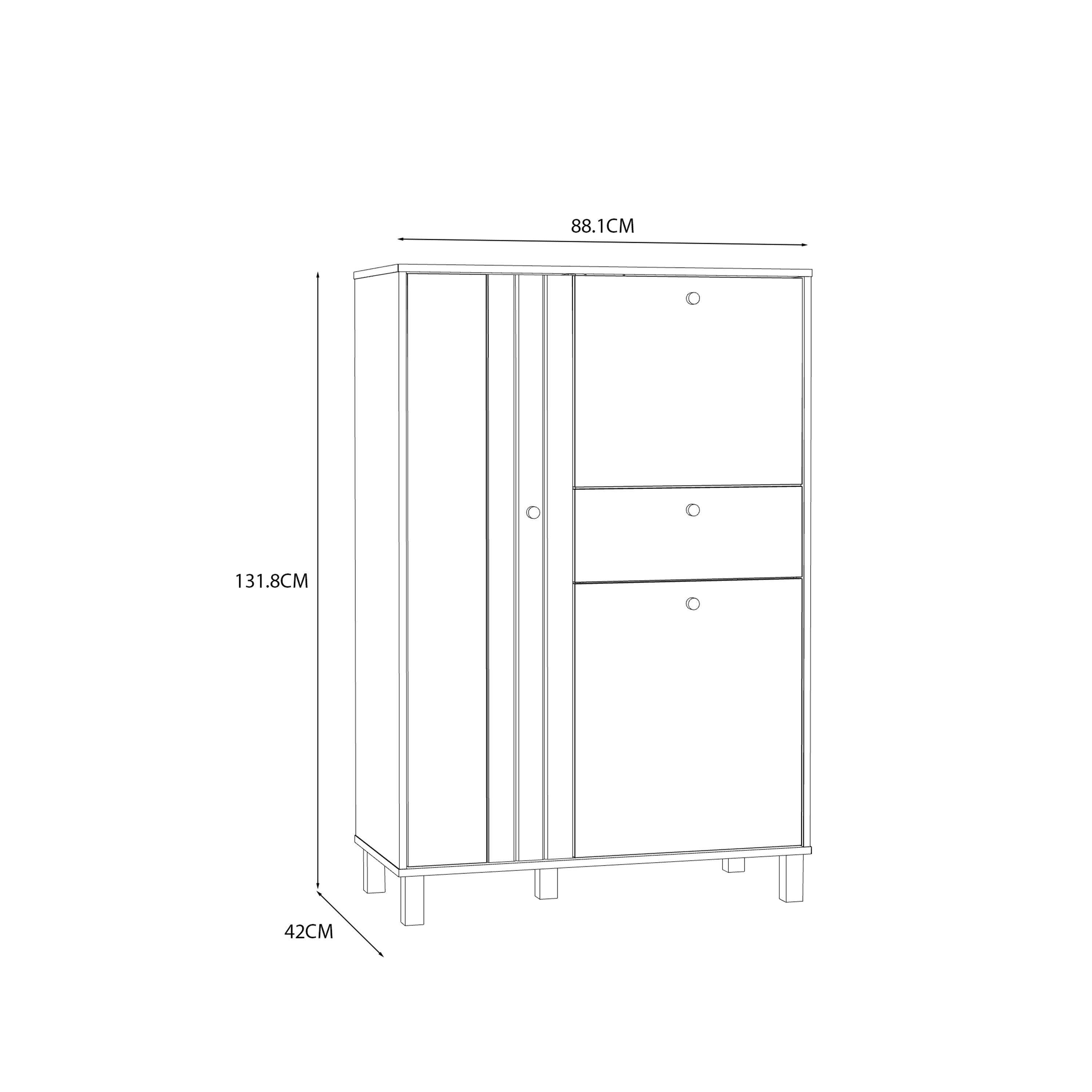 Grafton 3 Door 1 Drawer Cabinet In Cream and Oak – FTG, view 8