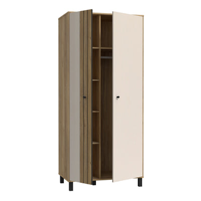 Grafton 2 Door Wardrobe In Cream and Oak – FTG, view 3