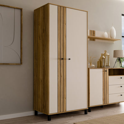 Grafton 2 Door Wardrobe In Cream and Oak – FTG, view 6