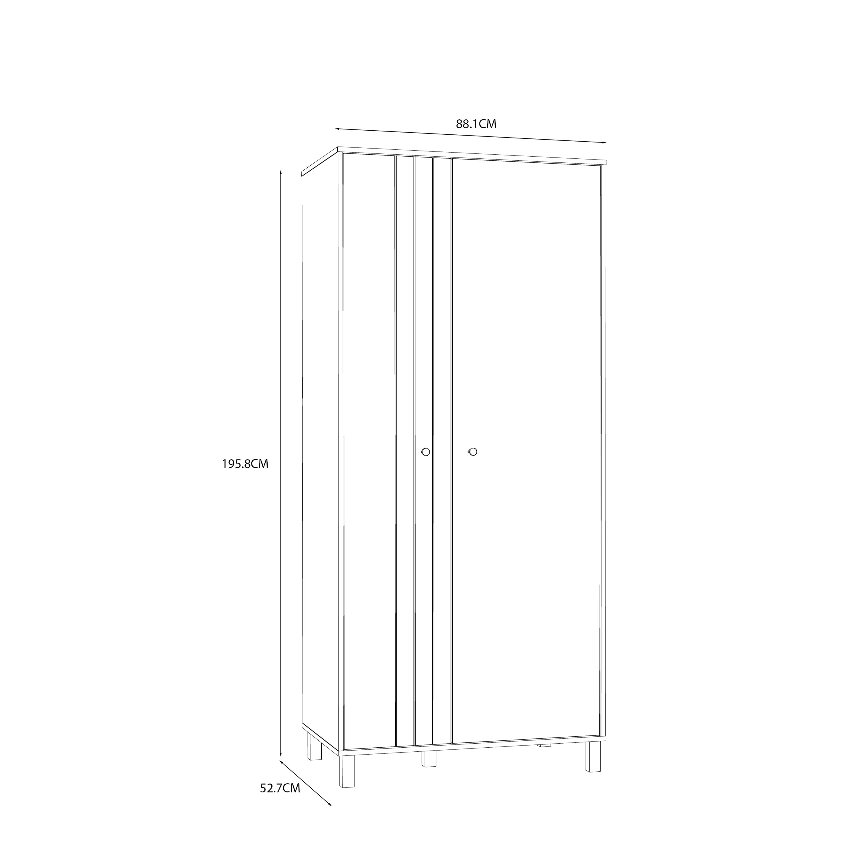 Grafton 2 Door Wardrobe In Cream and Oak – FTG, view 7