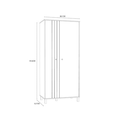 Grafton 2 Door Wardrobe In Cream and Oak – FTG, view 7