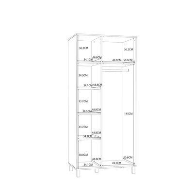 Grafton 2 Door Wardrobe In Cream and Oak – FTG, view 8