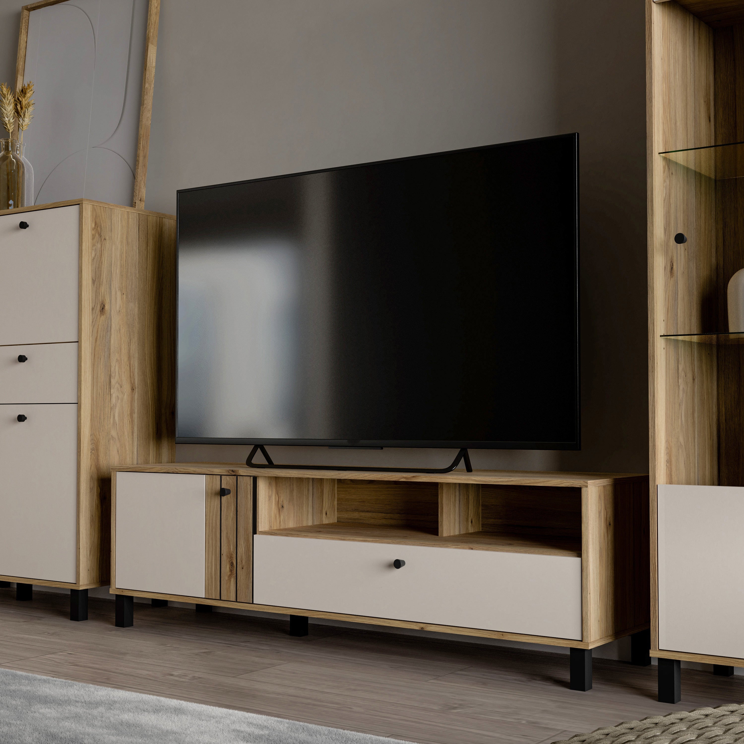 Grafton TV Unit n Cream and Oak – FTG, view 7