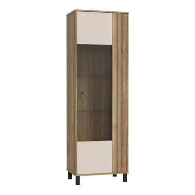 Grafton Glass Door Display Cabinet in Cream and Oak – FTG