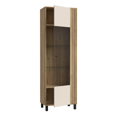 Grafton Glass Door Display Cabinet in Cream and Oak – FTG, view 3
