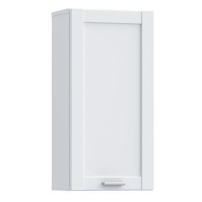 Lokko Hanging Cupboard with 1 Door & Silver Handle in White
