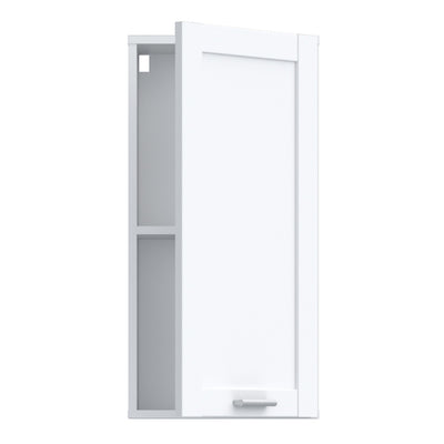 Lokko Hanging Cupboard with 1 Door & Silver Handle in White