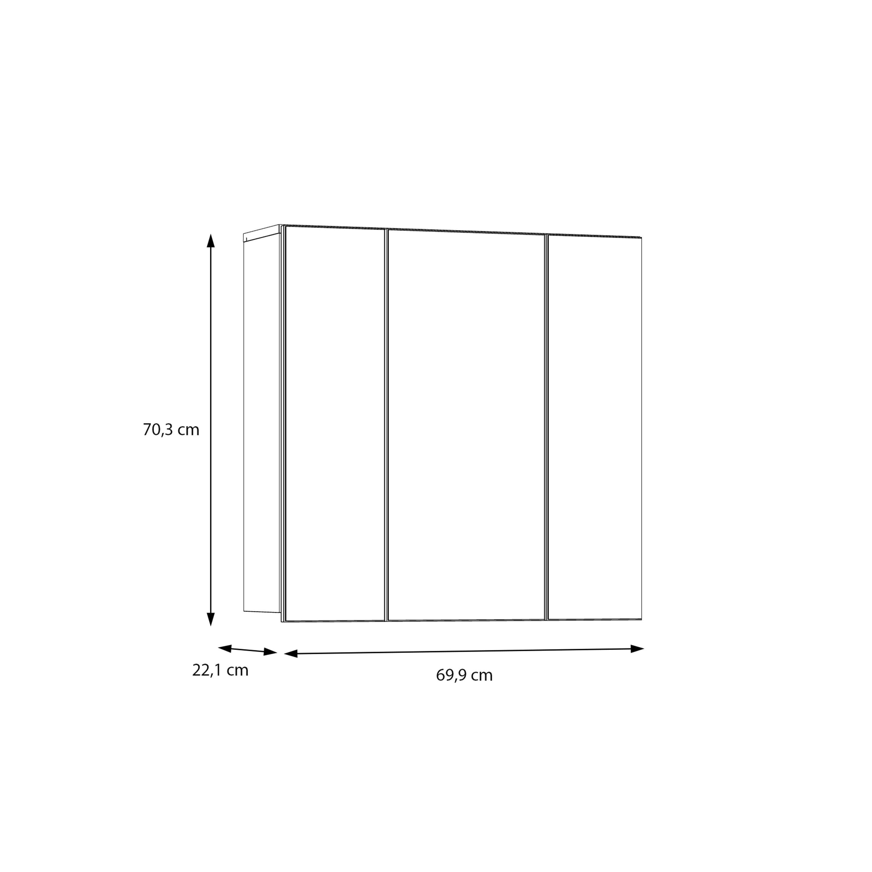 Lokko Hanging Cupboard with 3 Mirror Doors in White