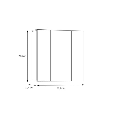 Lokko Hanging Cupboard with 3 Mirror Doors in White