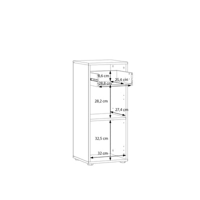 Lokko Bathroom Storage Unit with 1 Door & 1 Drawer with Silver Handles in White