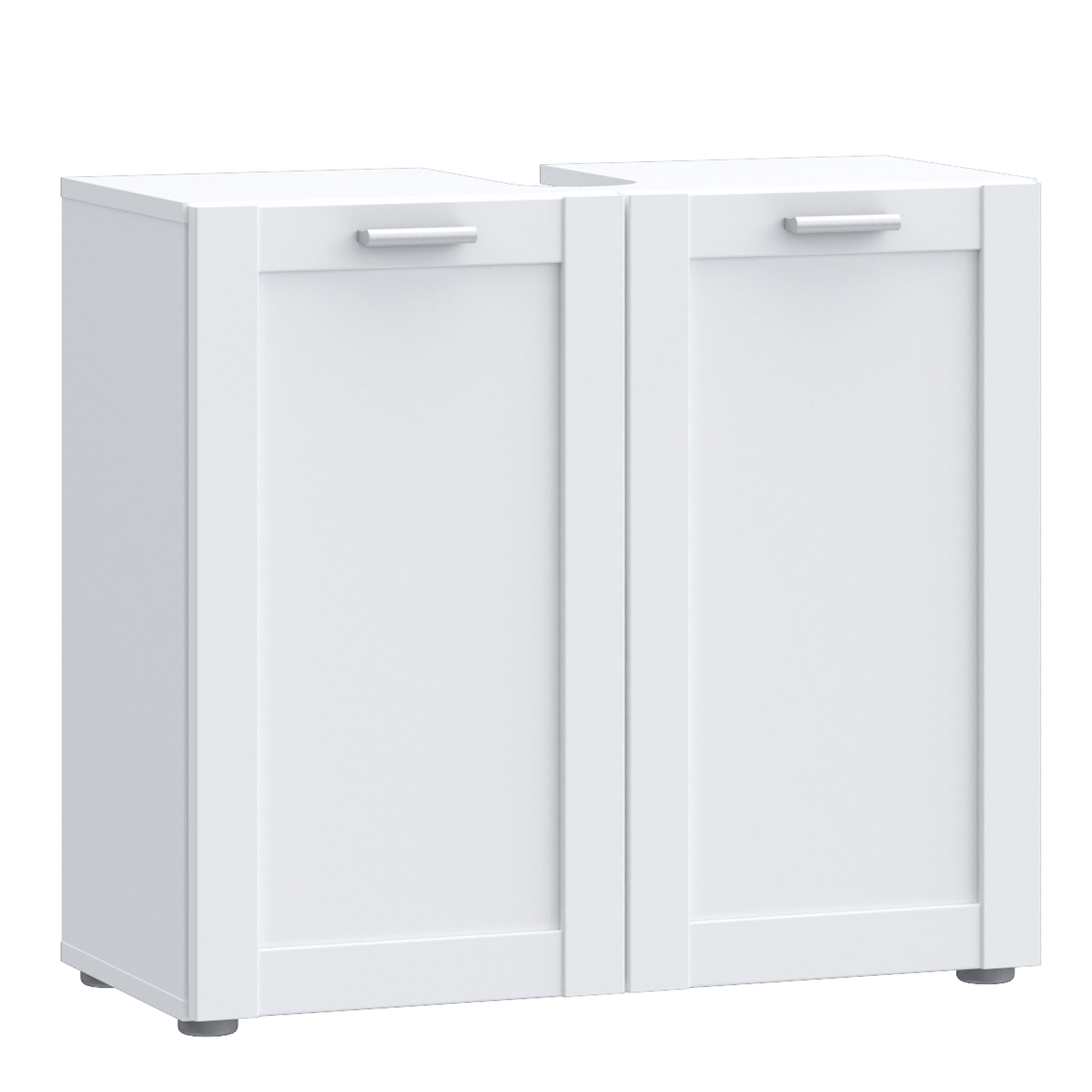 Lokko Under Sink Bathroom Storage Unit with 2 Doors & Silver Handles in White