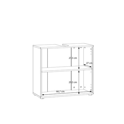 Lokko Under Sink Bathroom Storage Unit with 2 Doors & Silver Handles in White