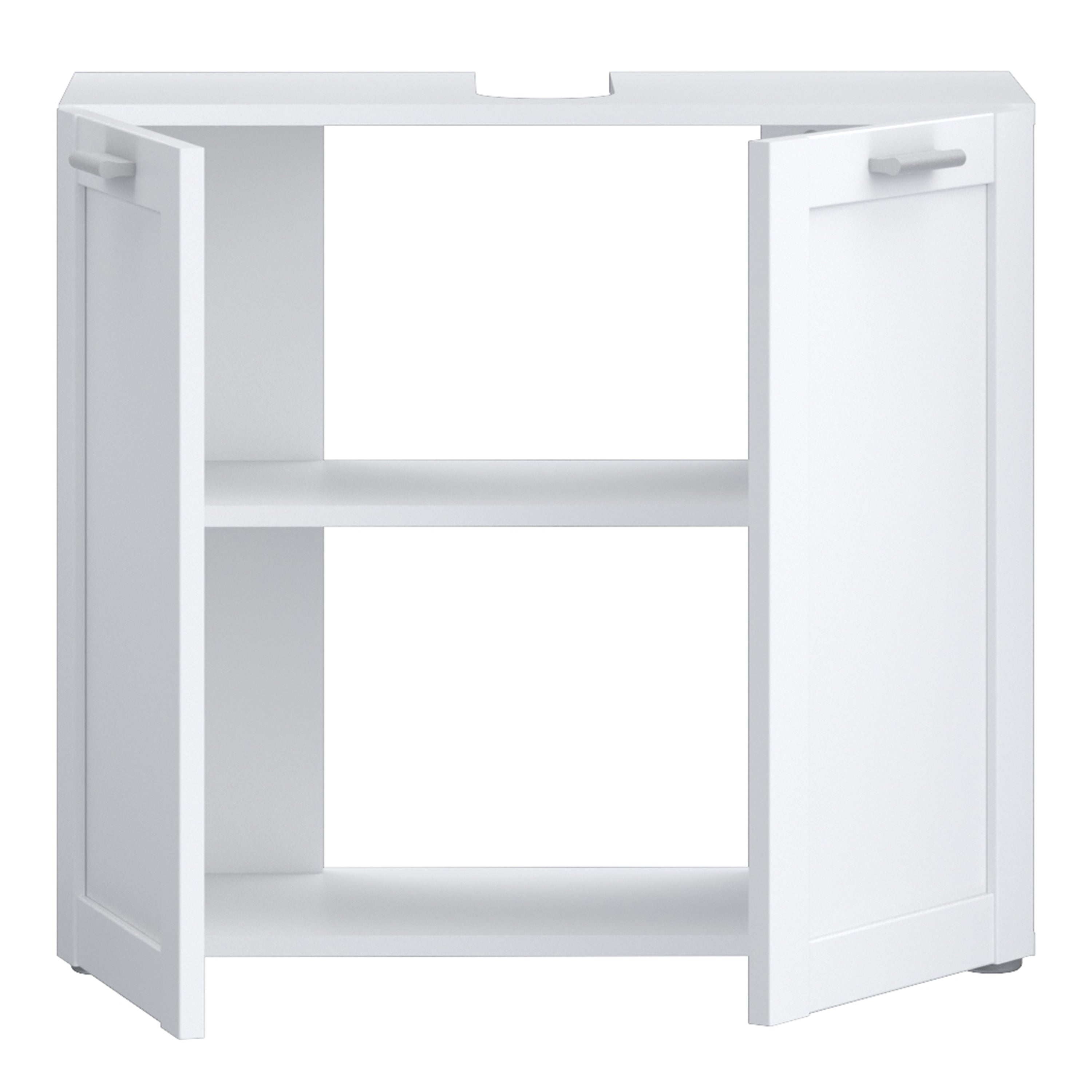 Lokko Under Sink Bathroom Storage Unit with 2 Doors & Silver Handles in White