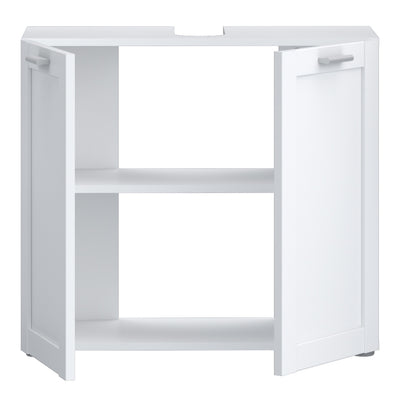 Lokko Under Sink Bathroom Storage Unit with 2 Doors & Silver Handles in White