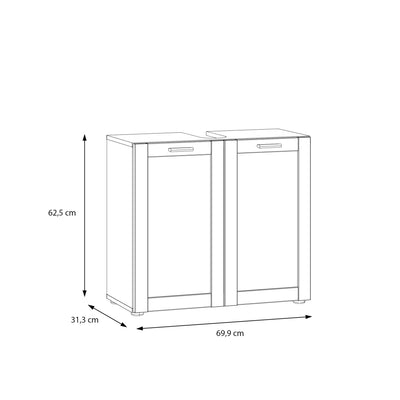 Lokko Under Sink Bathroom Storage Unit with 2 Doors & Silver Handles in White