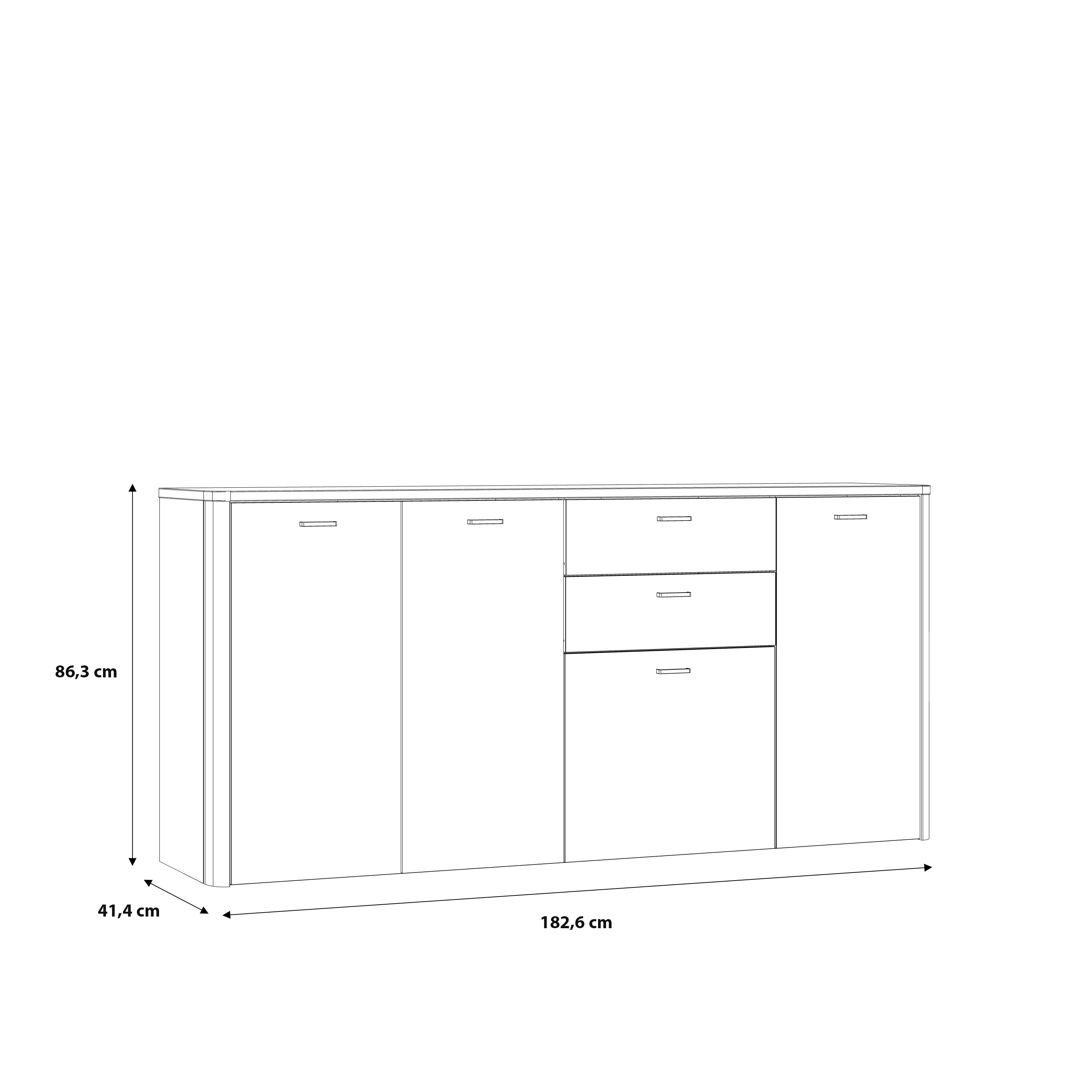 Klara 4 Door 2 Drawer Chest in Grey and Oak – FTG, view 10