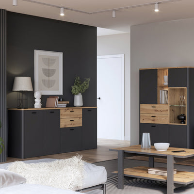 Klara 4 Door 2 Drawer Chest in Grey and Oak – FTG, view 5