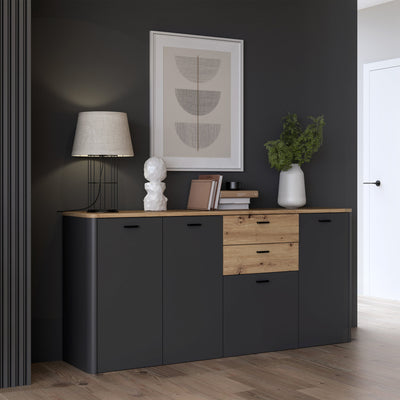 Klara 4 Door 2 Drawer Chest in Grey and Oak – FTG, view 8