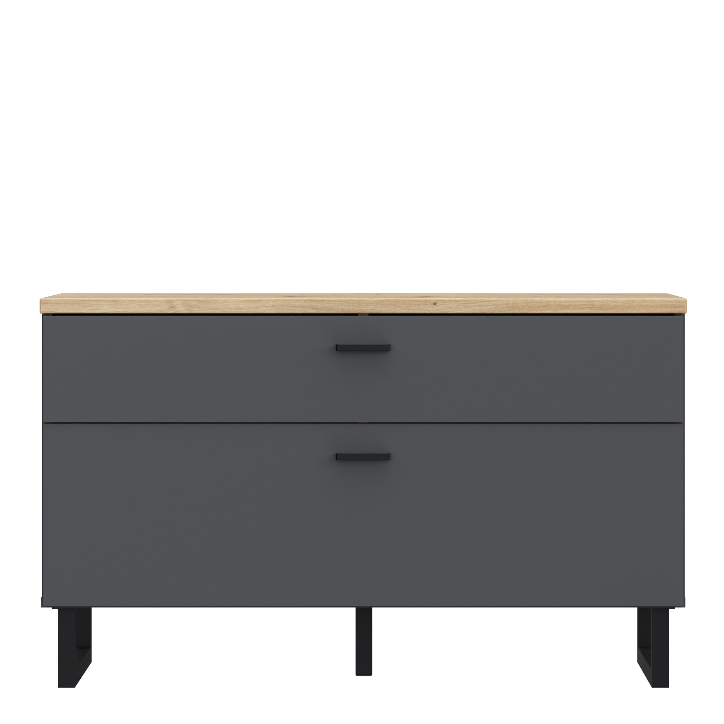 Klara TV Unit with 1 Drawer 1 Flip Door in Grey and Oak – FTG, view 2