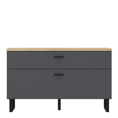 Klara TV Unit with 1 Drawer 1 Flip Door in Grey and Oak – FTG, view 2
