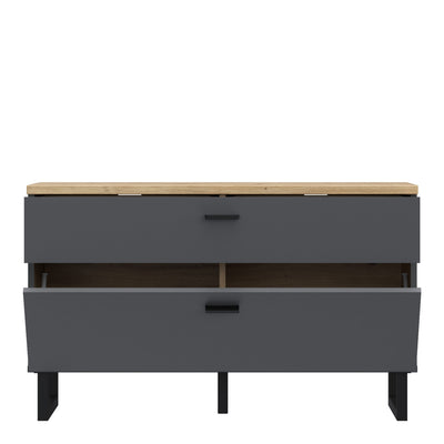 Klara TV Unit with 1 Drawer 1 Flip Door in Grey and Oak – FTG, view 4