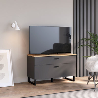 Klara TV Unit with 1 Drawer 1 Flip Door in Grey and Oak – FTG, view 5