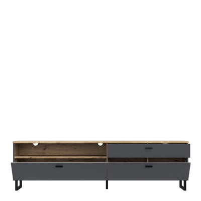 Klara TV Unit with 1 Drawer 2 Flip Doors in Grey and Oak inc LED Lighting – FTG, view 4
