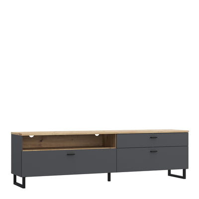 Klara TV Unit with 1 Drawer 2 Flip Doors in Grey and Oak – FTG