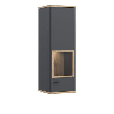 Klara Display Cabinet with 1 Glass Door in Grey and Oak inc LED Lighting – FTG
