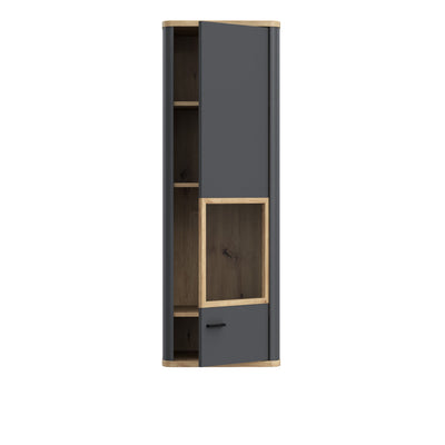 Klara Display Cabinet with 1 Glass Door in Grey and Oak inc LED Lighting – FTG, view 4