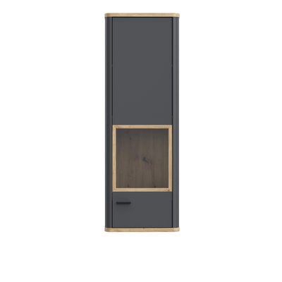Klara Display Cabinet with 1 Glass Door in Grey and Oak – FTG, view 2